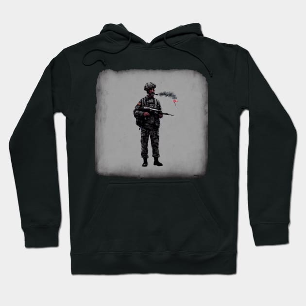 Soldier smoking Hoodie by Arassa Army